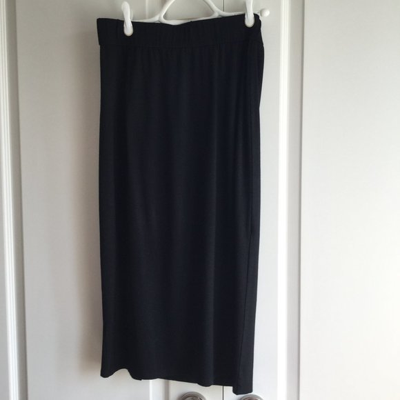 Eileen Fisher Black Knit Faux Wrap Skirt - Picture 3 of 4